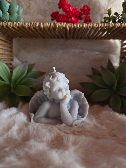 Bougie Moulée "Ange Penseur" (150 g) – Senteur Fleur de Coton