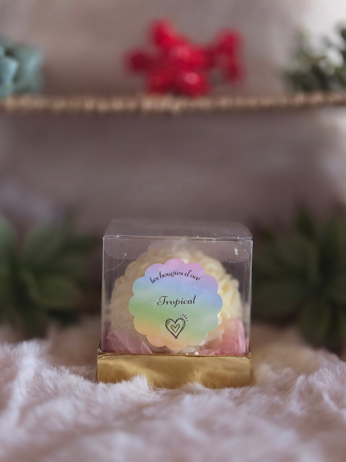 : Bougie Moulée "Boule de Roses" (150 g) – Senteur Tropical