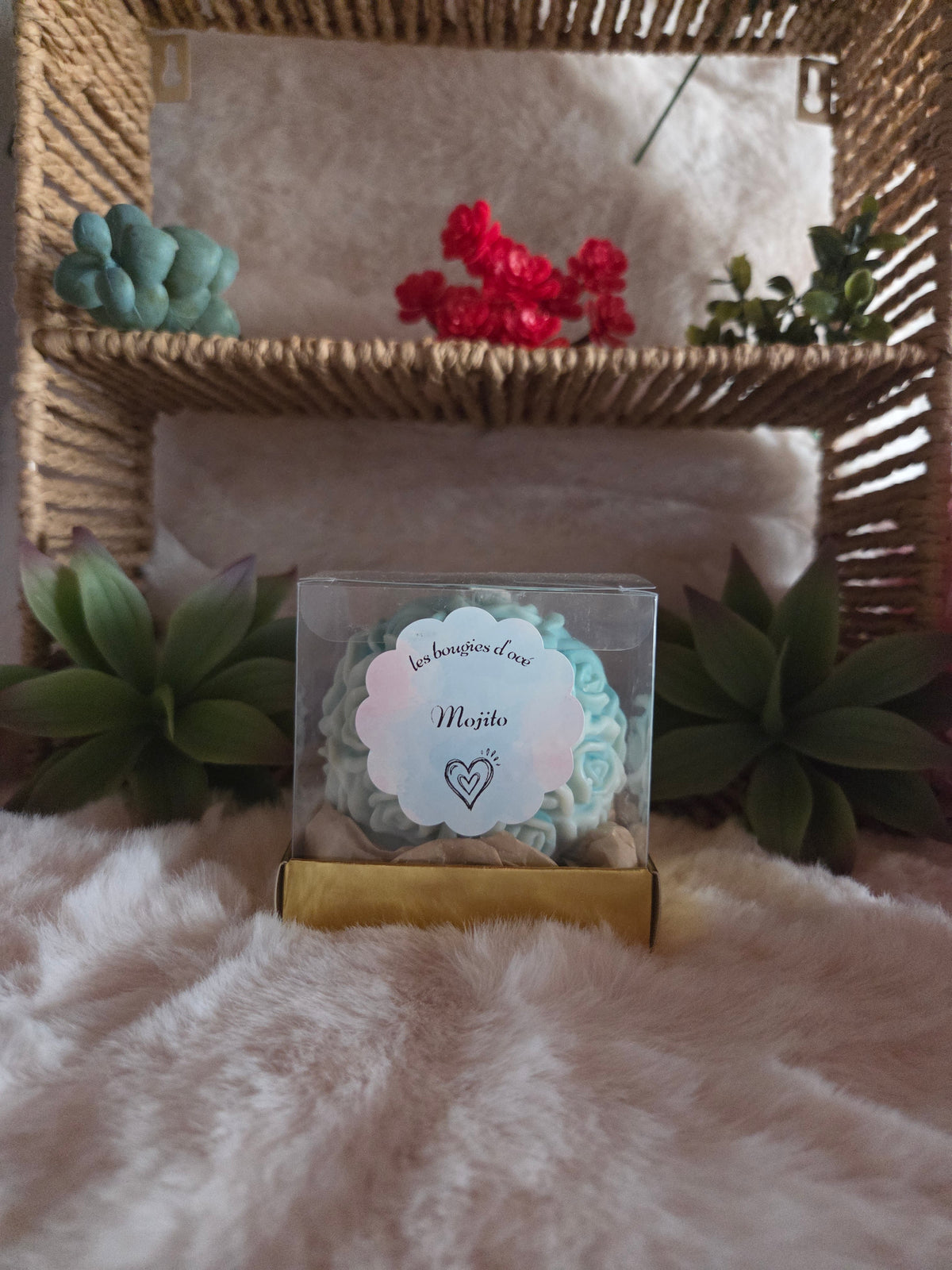 Bougie Moulée "Boule de Roses" (150 g) – Senteur Mojito