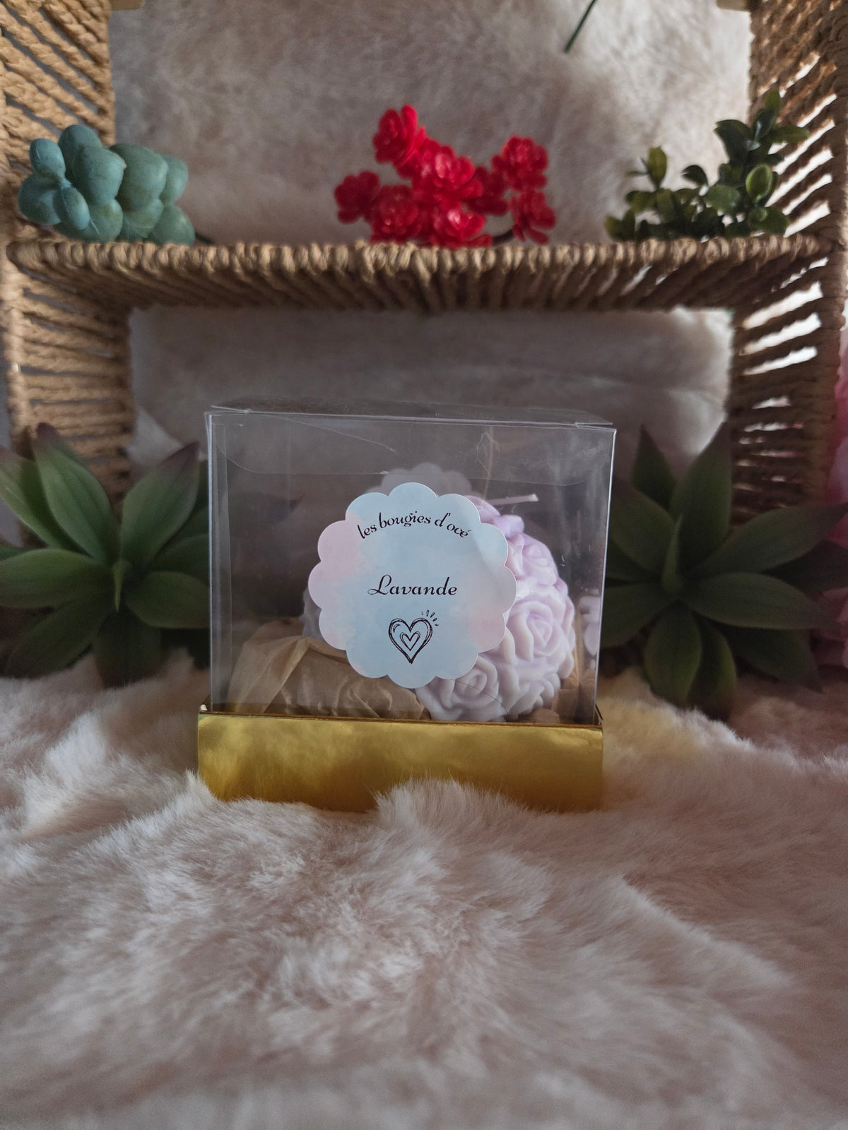 Bougie Moulée "Boule de Roses" (150 g) – Senteur Lavande
