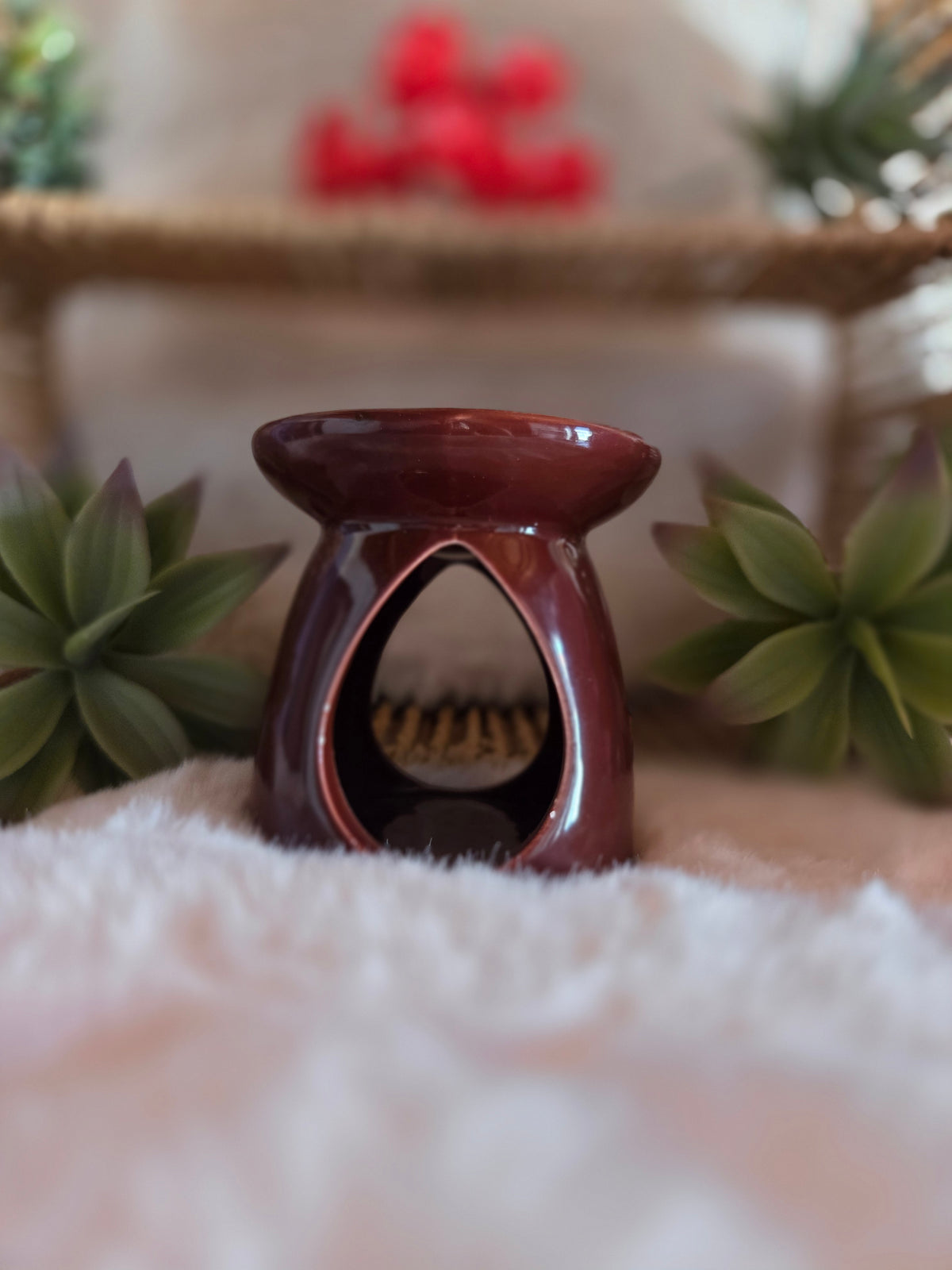 Brûle-Parfum en Céramique Marron / rouge