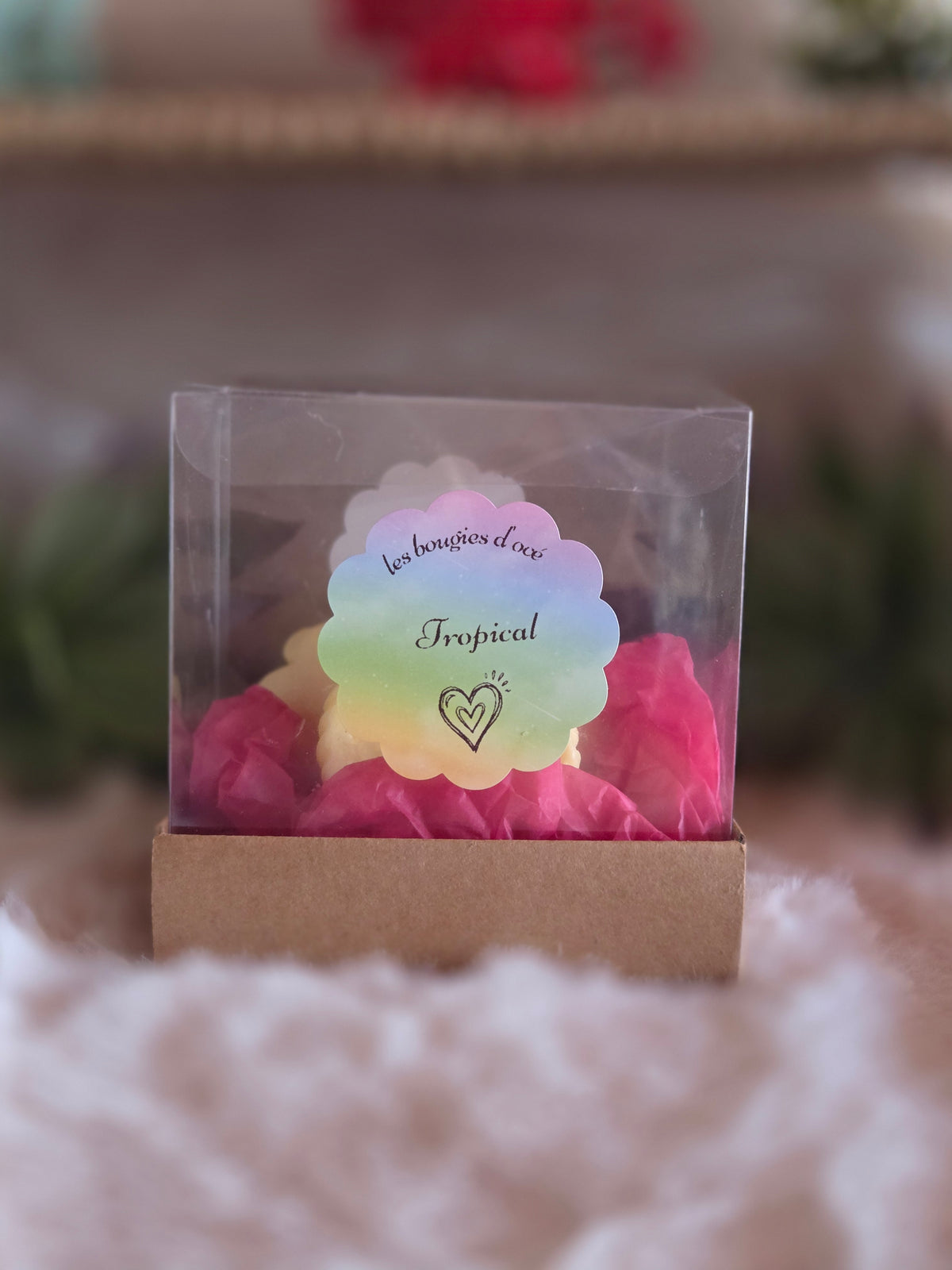 Bougie Moulée "Mains Cœur Sculpté" (150 g) – Senteur Tropical