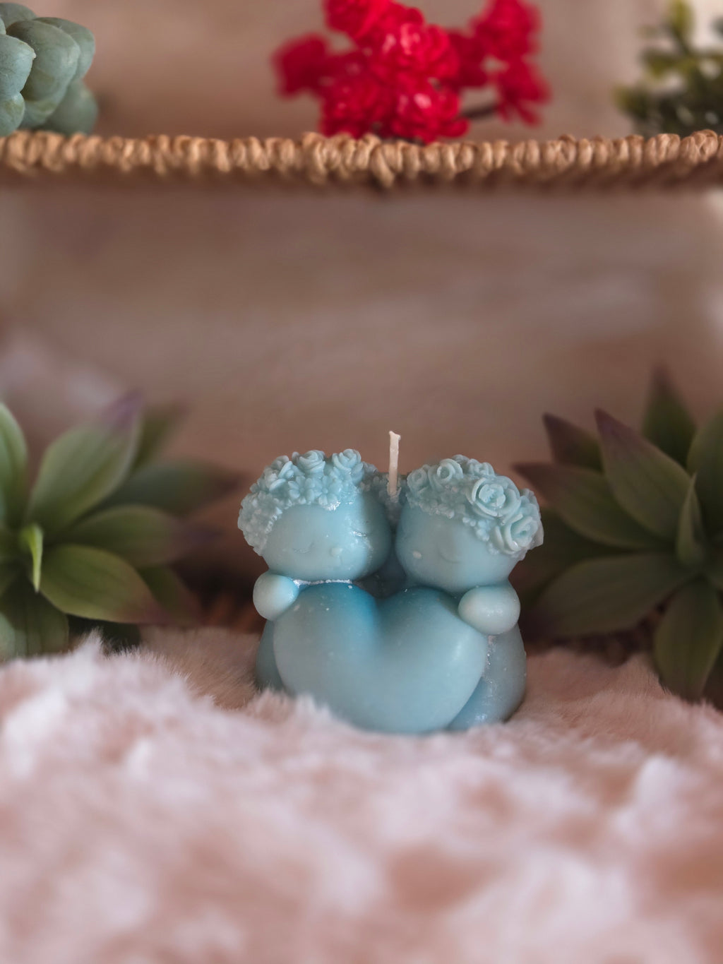 Bougie Moulée "Duo Anges Cœur" (150 g) – Senteur Pomme d'Amour