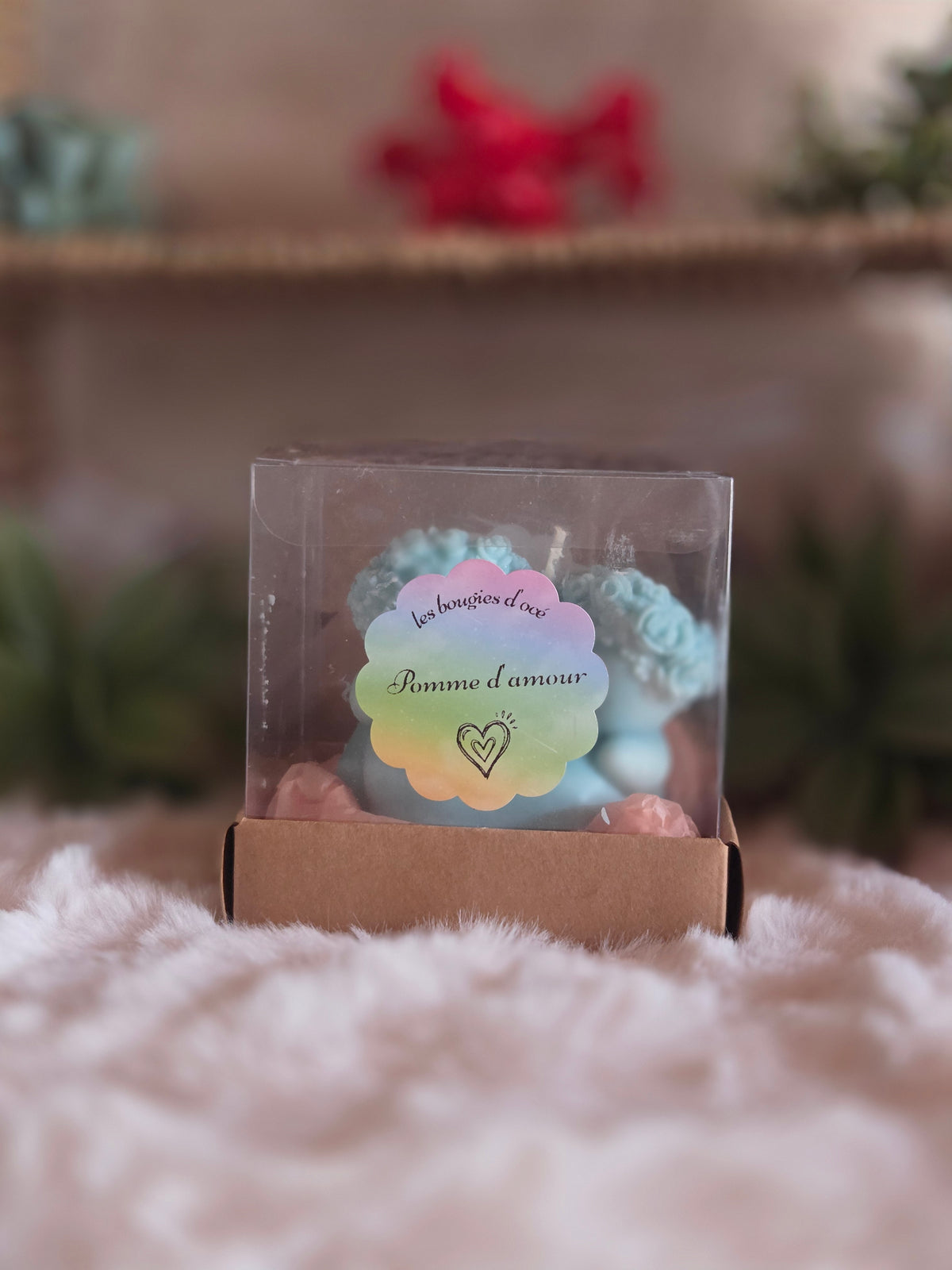 Bougie Moulée "Duo Anges Cœur" (150 g) – Senteur Pomme d'Amour